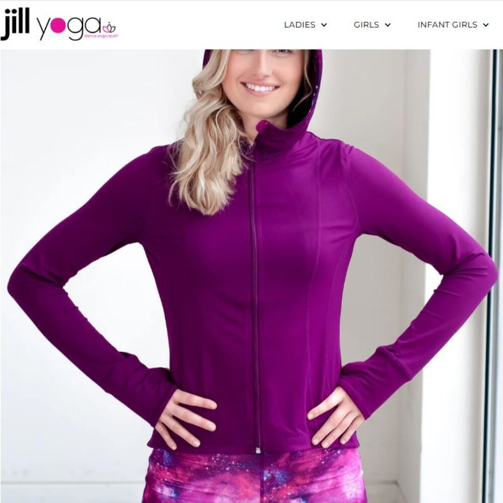 Jill Yoga LADIES HOODED JACKET, BURGUNDY, Large